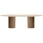 Oval Double Pedestal Minimalist Dining Table Wood Color Fixed Table of Solid Wood Clearhalo ' dining_table' 'Dining Tables & Seating' 'Dining Tables' 'furn' 'furn_dining_table' 'Furniture' 'furniture_dining_table' 'Kitchen & Dining Furniture' 'kitchen&dining_furn' 'kitchen' 'kitchen_dining_table' 1200x1200_d814e67d-f3ad-4412-88cd-05a899ffc236