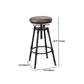 Industrial Metal Barstool Low Back Wood Footrest Adjustable Stool with Swivel