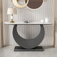 Stone Half Moon Accent Table 1-shelf 11.81" Wide Console Table for Hall Clearhalo 'Console Tables' 'console_tables' 'Entry & Mudroom Furniture' 'furn' 'furn_console_tables' 'Furniture' 1200x1200_d81638e2-420a-496f-85c5-d03ed2f1d0cc
