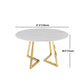 Moderne witte stenen eettafel metalen dubbele voetstuktafel voor keuken