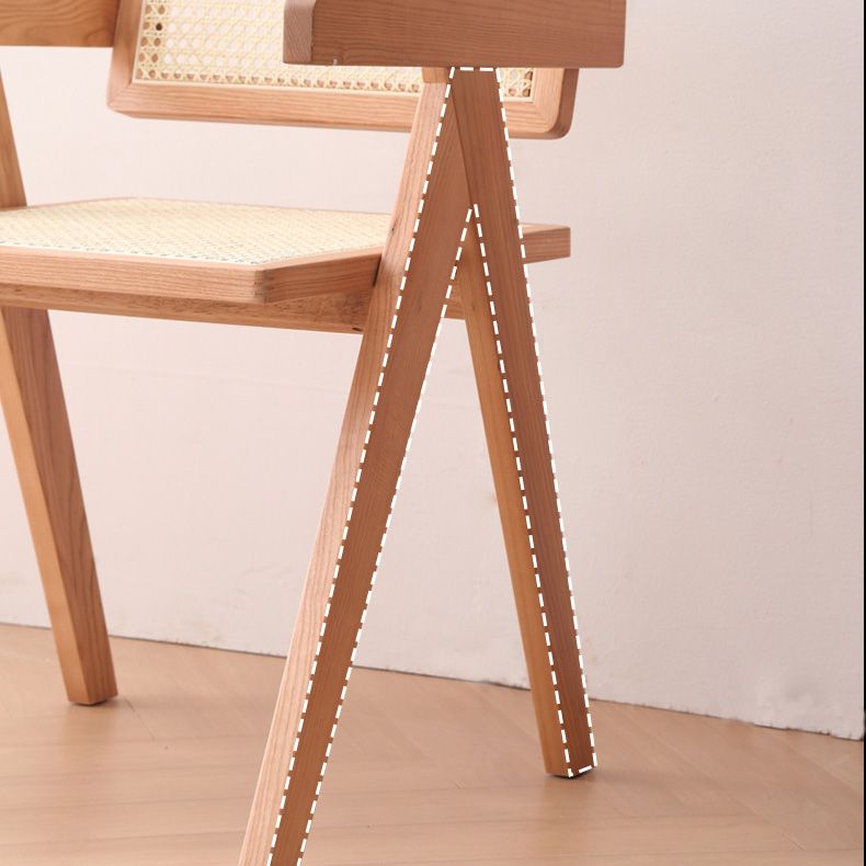 Solid Wood Kitchen Dining Chairs Contemporary Arm Chairs in Natural