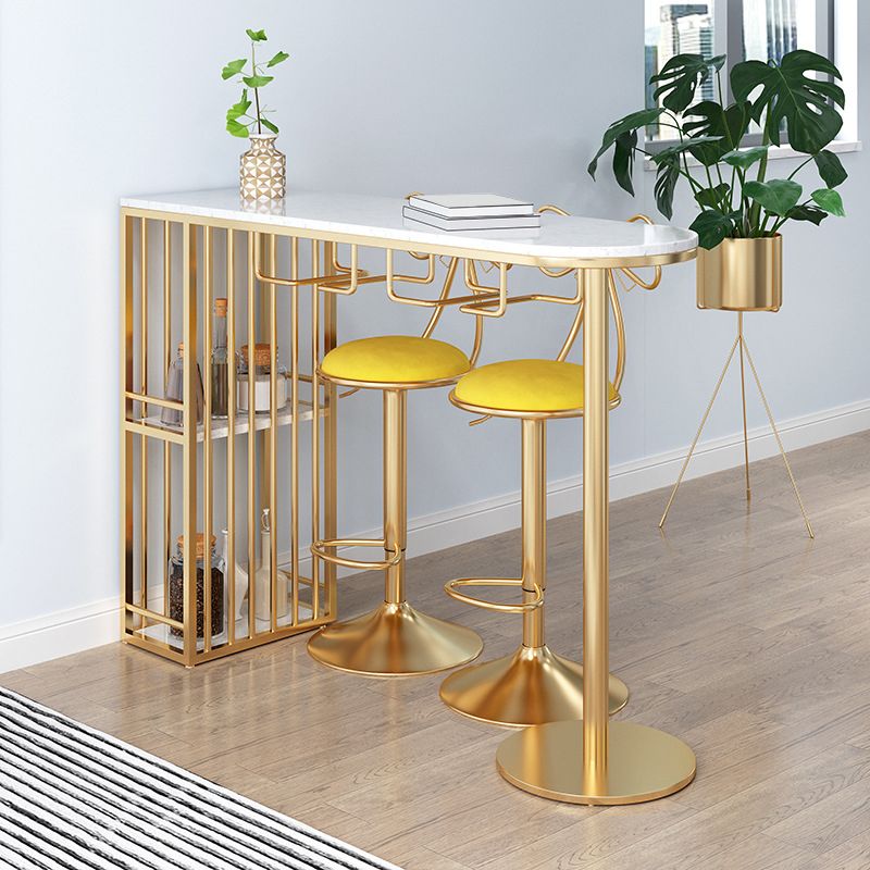 Glam Pub Height Dining Table Stone Top Pub Table with Gold Base Clearhalo 'Bar Furniture' 'Bar Tables' 'bar_tables' 'furn' 'furn_bar_tables' 'Furniture' 'Kitchen & Dining Furniture' 1200x1200_d81b0b17-caed-40fe-8bb8-80a3e854a576
