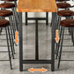 Metal Frame Industrial Bistro Table Brown Pine Wood Top Bar Table Clearhalo 'Bar Furniture' 'Bar Tables' 'bar_tables' 'furn' 'furn_bar_tables' 'Furniture' 'Kitchen & Dining Furniture' 1200x1200_d81dbcde-0db0-462f-8de4-fbd60e04b60c