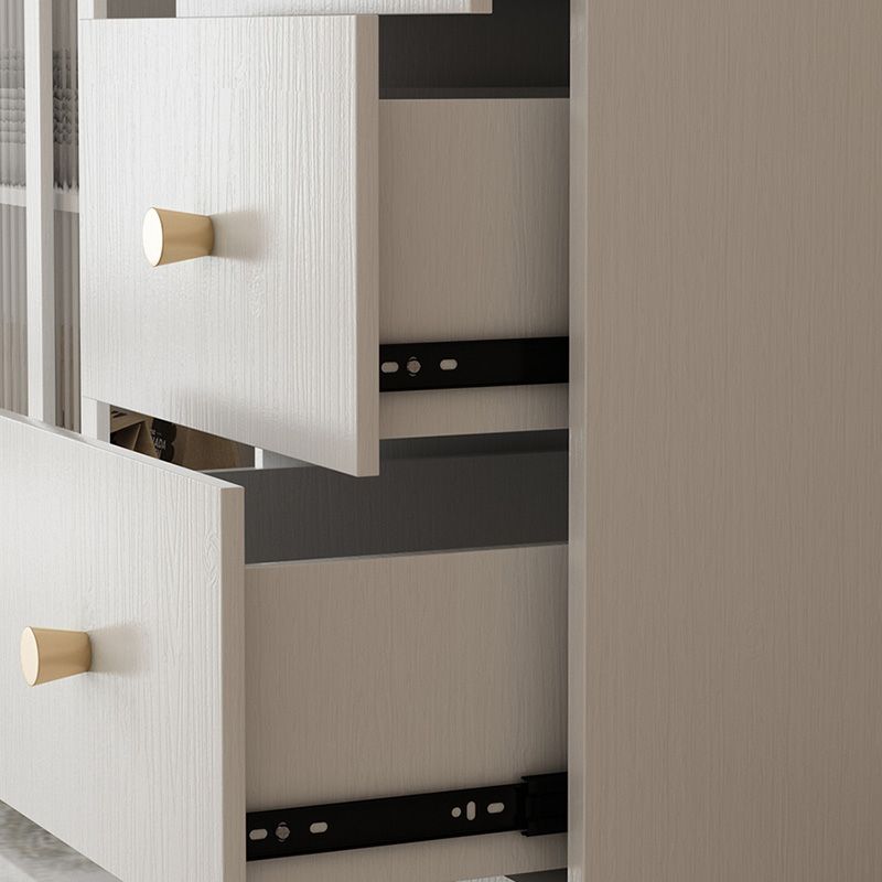 Panneau latéral blanc moderne 15,7 "W Credenza en bois d'ingénierie avec porte en verre