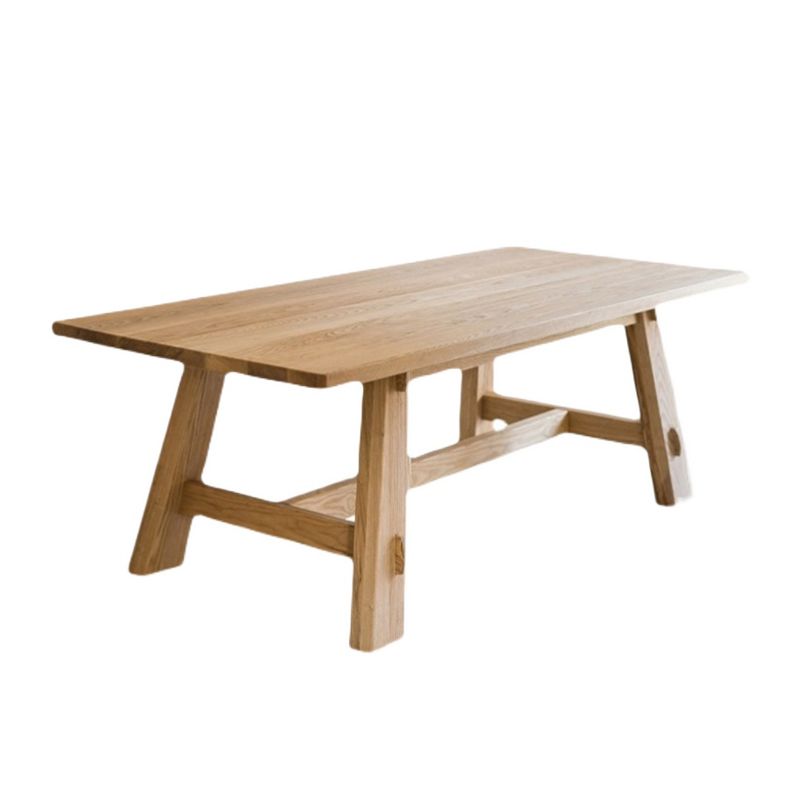 Mesa moderna de madera de pino para mesa de cocina rectangular de restaurantes con base de caballete