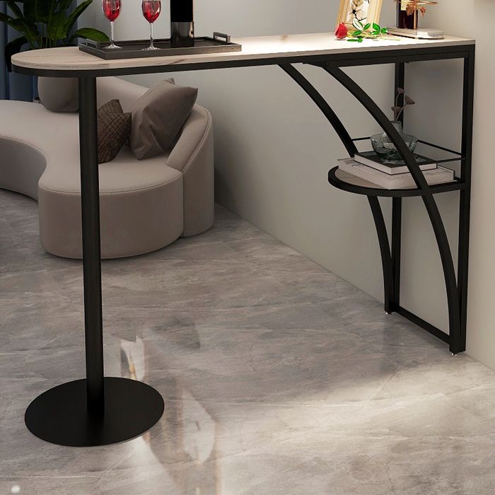 Modern White Marble Bar Table with Specialty Table Top Black Pedestal Table - 42" H Clearhalo 'Bar Furniture' 'Bar Tables' 'bar_tables' 'furn' 'furn_bar_tables' 'Furniture' 'furniture_bar_tables' 'Kitchen & Dining Furniture' 1200x1200_d820158c-69d8-4383-955d-c58ecf56dfdb