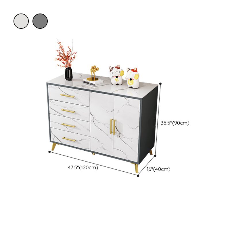 Cómoda de almacenamiento Glam de 16" de ancho, cómoda de piedra para dormitorio en blanco con cajones