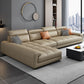 Faux Leather L-Shape Sectional with Adjustable Head Pillow for 4 People