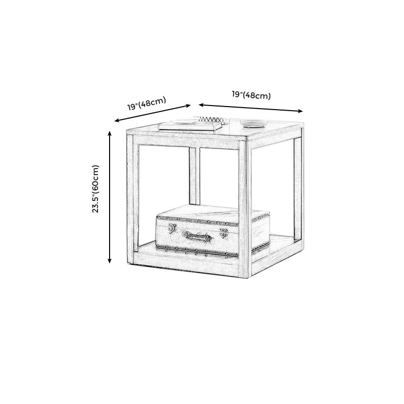 Table de l'extrémité en bois tradiculal Table d'appoint canapé à double niveau pour le salon
