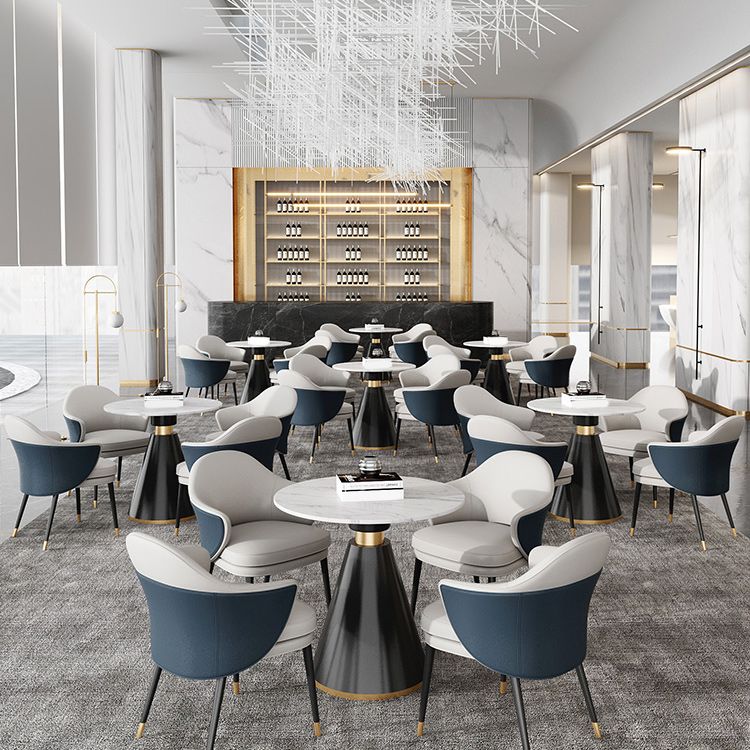 Metal Traditional Luxury Round Table Sintered Stone Top Indoor Table with Pedestal