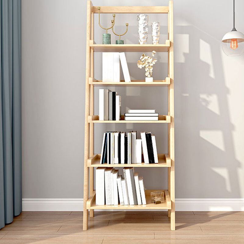 Modern Style Bookcase Rubber Wood Open Back Ladder Bookshelf for Home Office Clearhalo 'Bookcases' 'furn' 'furn_bookcases' 'Furniture' 'Office Furniture' 1200x1200_d8225f8c-64bf-47e4-add2-a192ab09c26f
