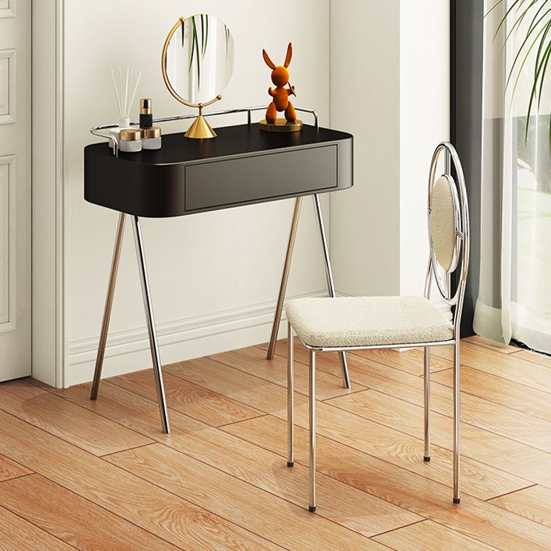 Mesa de escritorio de tocador de maquillaje contemporáneo de madera con cajón en negro