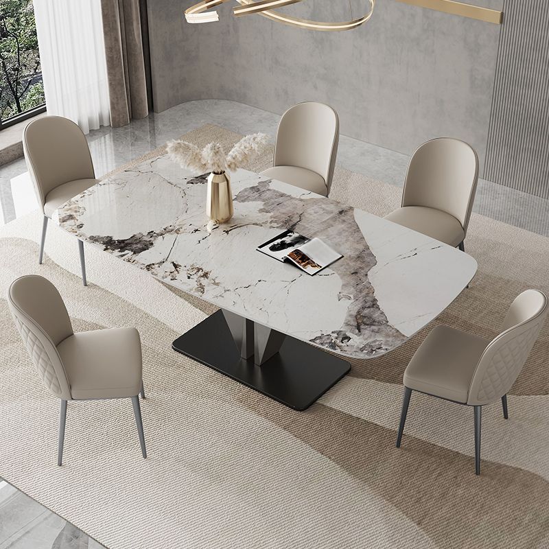 Designer Style Sintered Stone Dining Set Rectangle 1/3/4/6/7 Pieces Dining Room Table Set Clearhalo 'Dining Room Sets' 'Dining Tables & Seating' 'dining_room_set' 'furn' 'furn_dining_room_set' 'Furniture' 'furniture_dining_room_set' 'Kitchen & Dining Furniture' 1200x1200_d822d8f2-1c88-4d7f-a9e3-1e299180b845