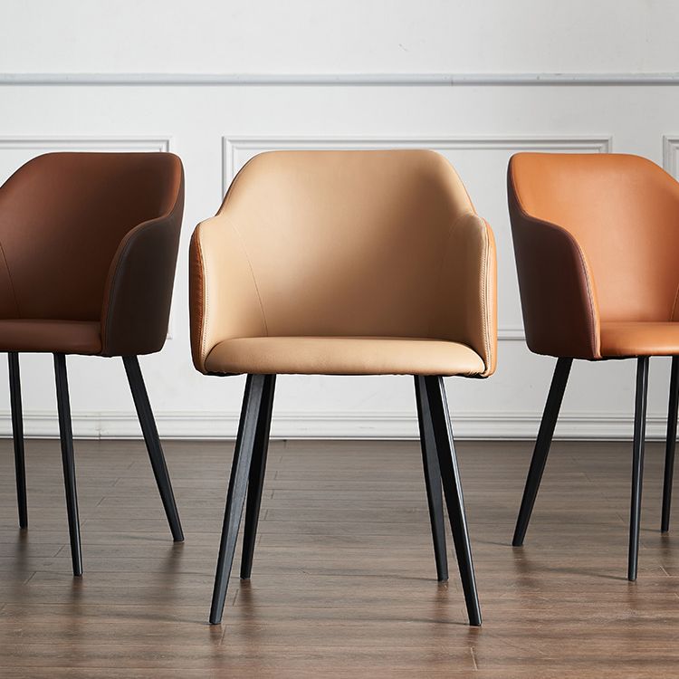 Contemporary Style Leather Dining Arm Chairs Solid Back Upholstered Chairs Clearhalo ' kitchen&dining_furn' 'Dining Chairs' 'Dining Tables & Seating' 'dining_chair' 'furn' 'furn_dining_chair' 'Furniture' 'furniture_dining_chair' 'Kitchen & Dining Furniture' 'kitchen' 1200x1200_d823745a-0d18-4dd3-a7ed-9214f9c97b18