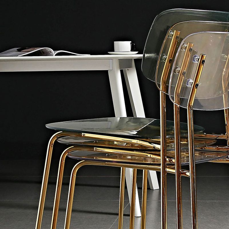 Chaise de salle à manger sans bras industrielle Plastique ouverte de dossier arrière avec base en métal