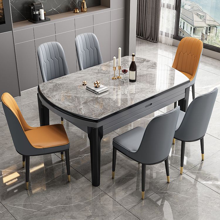 Meubles en pierre de style moderne 7/9 PCS 4 jambes Table avec chaise sans bras