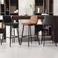 Contemporary Faux Leather Counter Stool Bucket Low Back Stool with Metal Legs