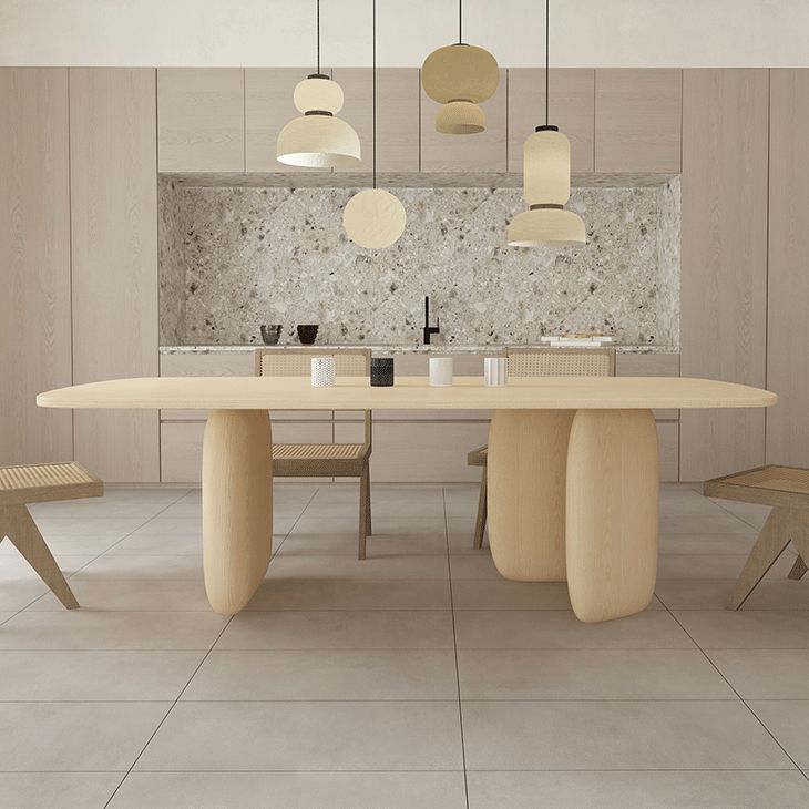Contemporary Rectangle Dinner Table Dining Room Solid Wood Dining Table Clearhalo 'Dining Tables & Seating' 'Dining Tables' 'dining_table' 'furn' 'furn_dining_table' 'Furniture' 'Kitchen & Dining Furniture' 1200x1200_d82a43a5-edc0-40bc-a138-dbba15606145