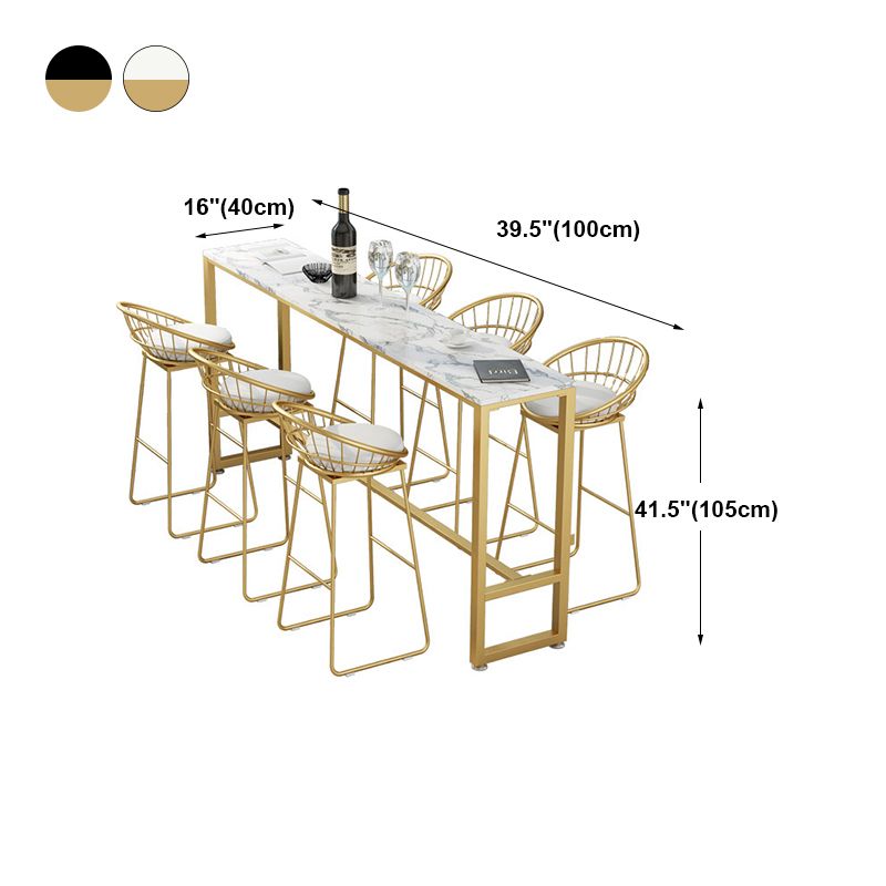 White Glam Style Bar Table in Iron Top and Faux Marble Bar Table, Only Table Clearhalo 'Bar Furniture' 'Bar Tables' 'bar_tables' 'furn' 'furn_bar_tables' 'Furniture' 'furniture_bar_tables' 'Kitchen & Dining Furniture' 1200x1200_d82b4af1-91ca-40ba-b144-b2a560b23e13