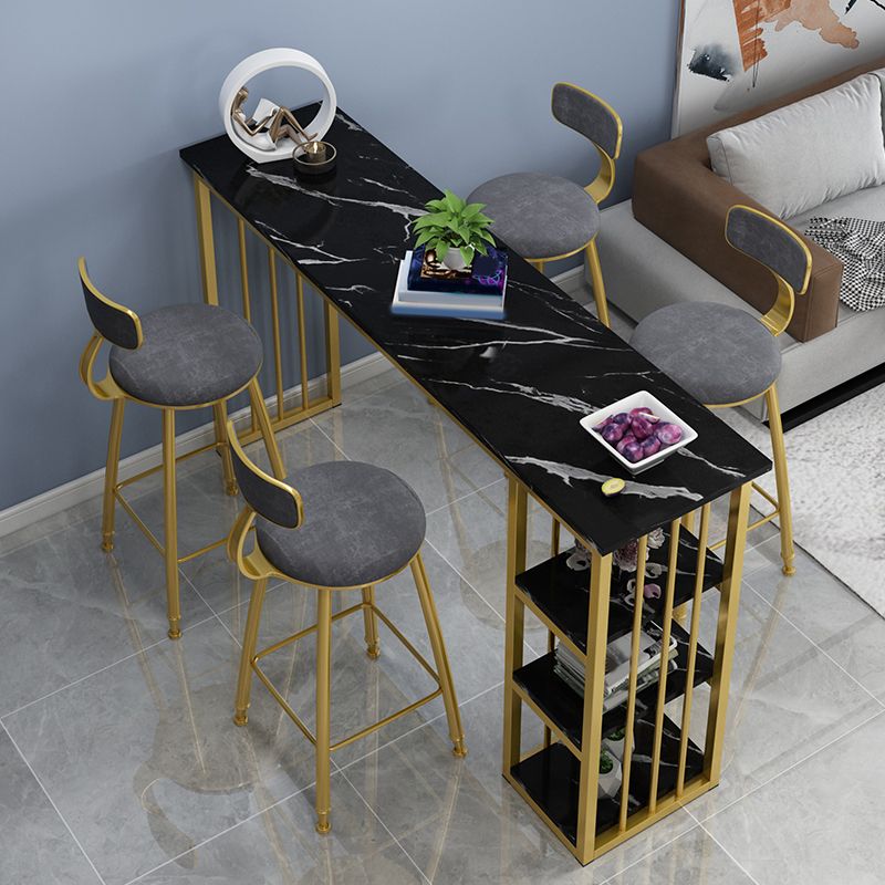 Modern Style Bistro Bar Table Rectangle Gold Frame Bar Table Clearhalo 'Bar Furniture' 'Bar Tables' 'bar_tables' 'furn' 'furn_bar_tables' 'Furniture' 'Kitchen & Dining Furniture' 1200x1200_d82c99cb-75df-4a73-a852-efbfc35885e5