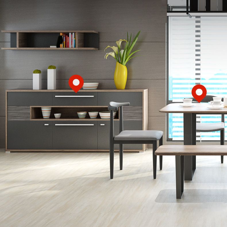 Modernism Wood Sideboard Table Open Storage Server for Living Room Clearhalo 'buffet_sideboard' 'Buffets & Sideboards' 'furn' 'furn_buffet_sideboard' 'Furniture' 'Kitchen & Dining Furniture' 1200x1200_d82db27d-7f11-4dab-87ad-8f46fcbd5486