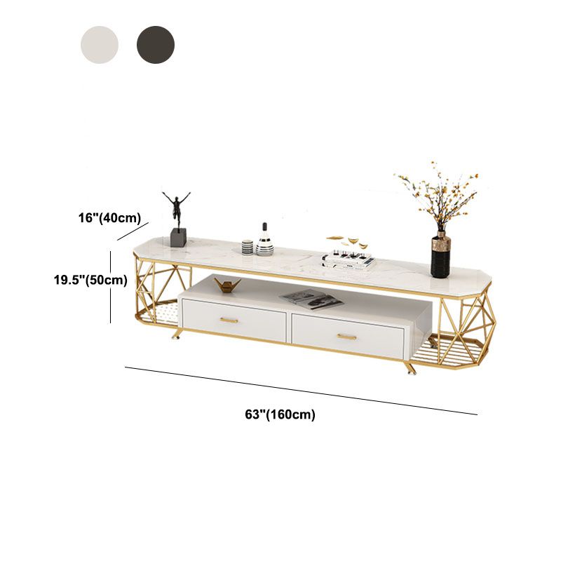 Consola de TV de almacenamiento de 4 niveles Style Glam Style STAND de 4 niveles con 2 cajones
