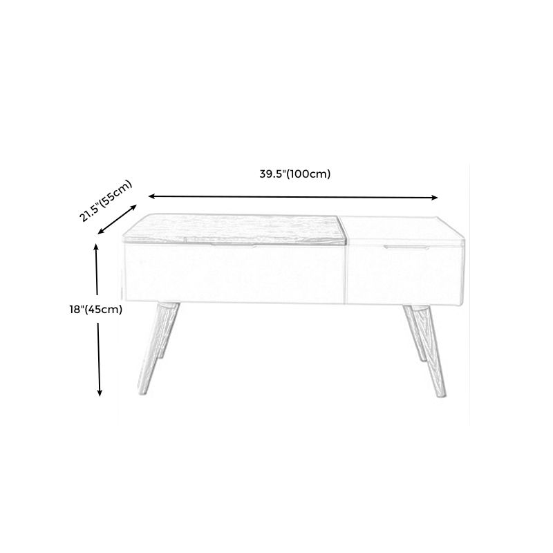 Retangular Natural Wood 4 Legs Coffee Table 1 Single Modern Cocktail Table with Drawers