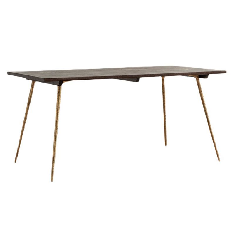 Glam Style Oak Wood Dining Table 4 Legs Table for Living Room Clearhalo 'Dining Tables & Seating' 'Dining Tables' 'dining_table' 'furn' 'furn_dining_table' 'Furniture' 'Kitchen & Dining Furniture' 1200x1200_d8317c55-c27a-44df-a7ff-a087d1fb387f
