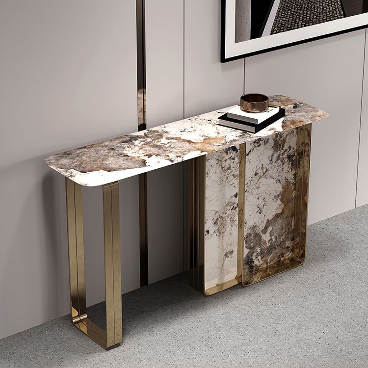 16 inch Wide Glam Console Table Rectangle Stone Sofa Console Table