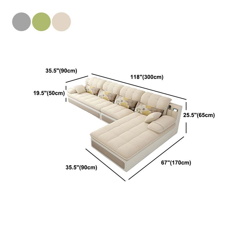 Divano trapuntato nordico con bracciolo cuscino per cinturino posteriore in kaki/verde/grigio sezionale