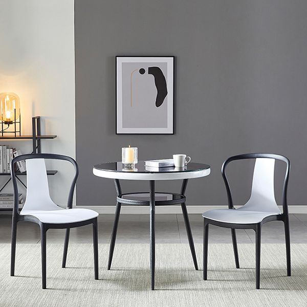 Table à manger stockable de bureau en verre rond moderne pour salle à manger
