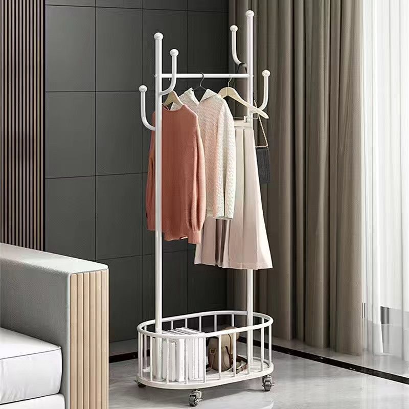 Modern Coat Rack Free Standing Hooks Design Metallic Coat Hanger with Universal Wheel Clearhalo 'Entry & Mudroom Furniture' 'furn' 'furn_hall_tree_coat_racks' 'Furniture' 'Hall Trees & Coat Racks' 'hall_tree_coat_racks' 1200x1200_d8346c6a-456a-4e58-ac2e-90b3053543c8