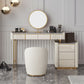 Metal Luxurious Dressing Table in Beige 5 Wood Storage Drawers Vanity Clearhalo 'Bedroom Furniture' 'furn' 'furn_makeup_vanities' 'Furniture' 'Makeup Vanities' 'makeup_vanities' 1200x1200_d83565d0-2c55-40a9-9efa-a89020ee2921