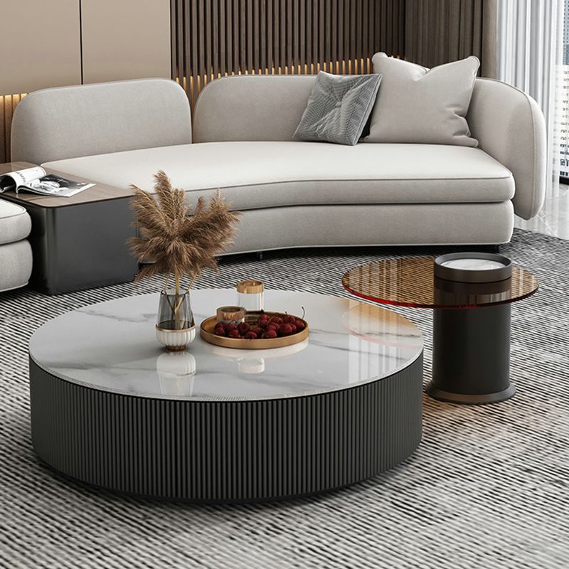 Slate Top Coffee Table Set Drum Cocktail Table with 2 Drawers Clearhalo 'Coffee & Accent Tables' 'Coffee Tables' 'coffee_tables' 'furn' 'furn_coffee_tables' 'Furniture' 'Living Room Furniture' 1200x1200_d8365b7d-c05c-4fc2-81d0-5b4744700c43