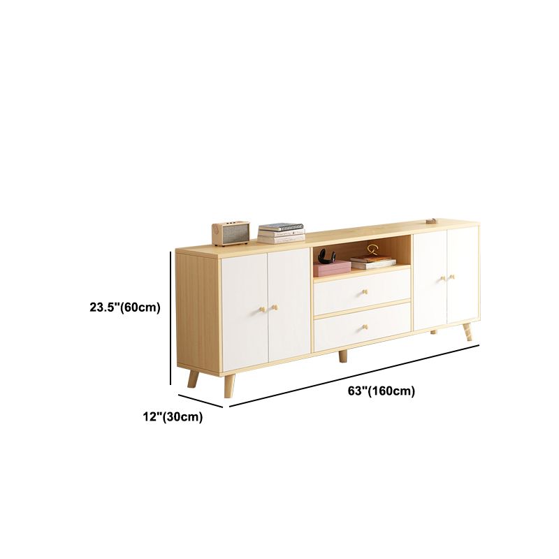Consola de TV de 2 puertas de estilo de madera de estilo escandinavo con almacenamiento