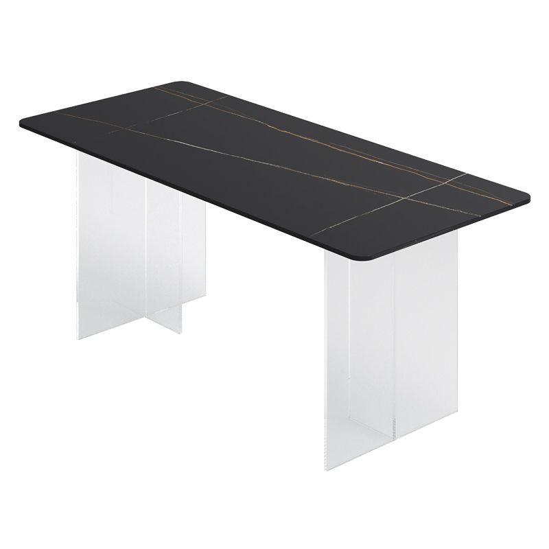 Dining Room Modern Dinette Table Rectangle Acrylic Double Pedestal Dining Table Clearhalo 'Dining Tables & Seating' 'Dining Tables' 'dining_table' 'furn' 'furn_dining_table' 'Furniture' 'furniture_dining_table' 'Kitchen & Dining Furniture' 'kitchen' 'kitchen_dining_table' 1200x1200_d83a35d9-ad99-4263-9c85-db24bf426d88