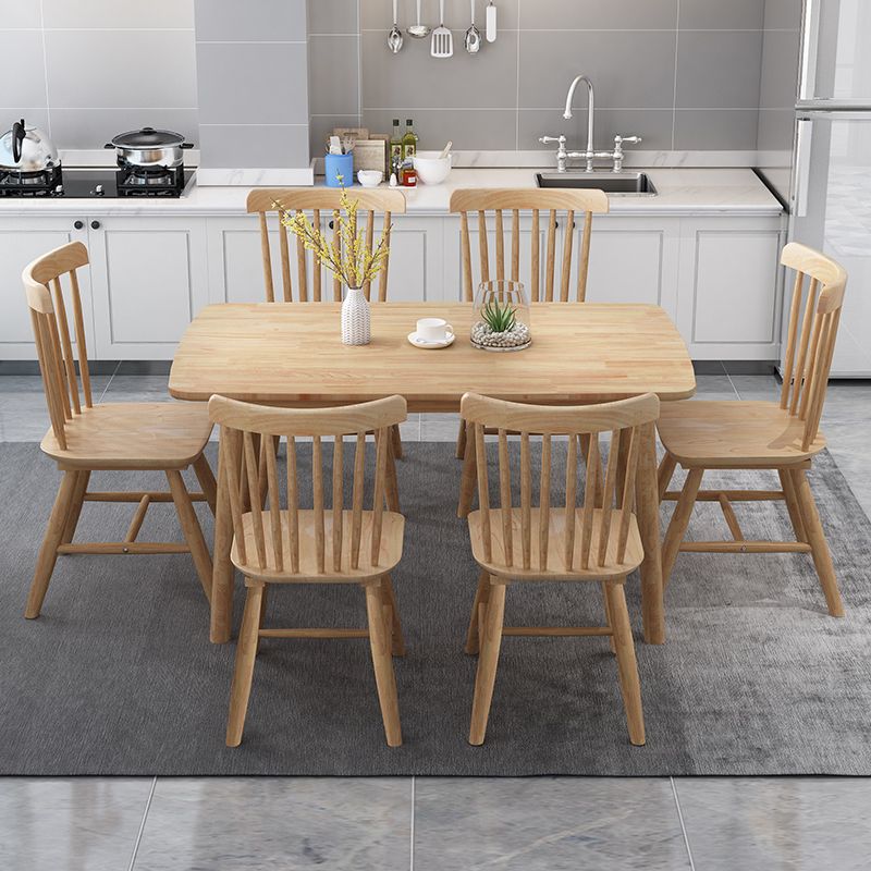 Modern Wood Table Set of 5/7 with Rectangle Table Dining Set with Winsor Chairs Clearhalo 'Dining Room Sets' 'Dining Tables & Seating' 'dining_room_set' 'furn' 'furn_dining_room_set' 'Furniture' 'furniture_dining_room_set' 'Kitchen & Dining Furniture' 'kitchen&dining_furn' 'kitchen' 1200x1200_d83b7ac8-5d8a-4584-8e0d-3d0cb43a9569