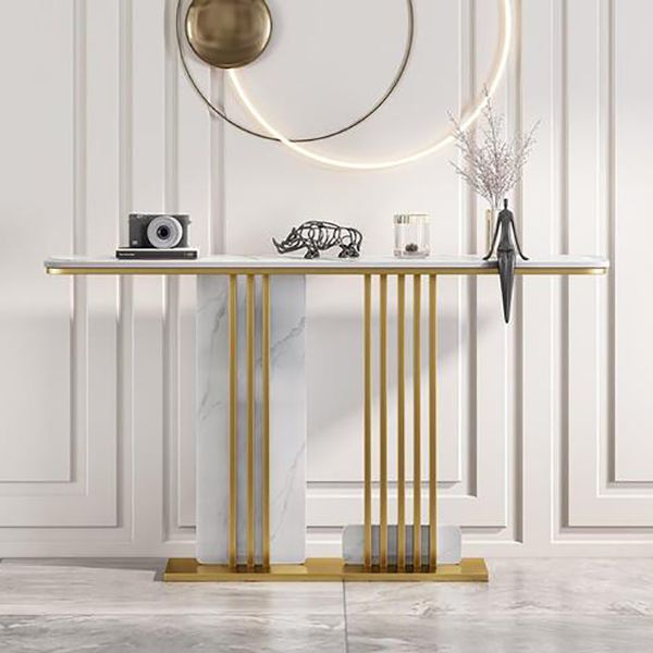 Scratch Resistant Rectangle Table  11.81" W x 31.49" H Stone Table for Hall