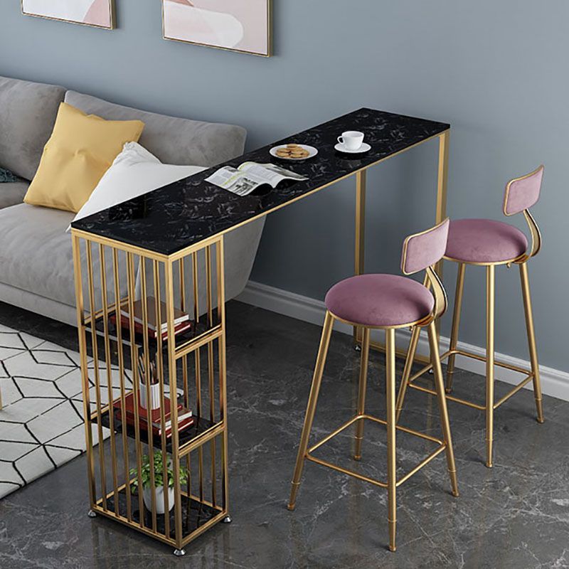 Glam Style Rectangle Counter Table Marble Top 42-inch Height Table for Living Room Clearhalo 'Bar Furniture' 'Bar Tables' 'bar_tables' 'furn' 'furn_bar_tables' 'Furniture' 'furniture_bar_tables' 'Kitchen & Dining Furniture' 'kitchen&dining_furn' 'kitchen' 1200x1200_d83fcd6a-f21d-469a-b144-499c21844092