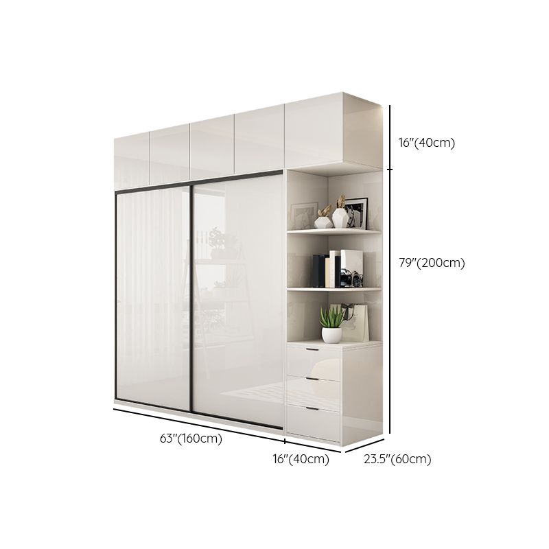 Modern Artificial Wood Wardrobe Armoire Freestanding Wardrobe in White