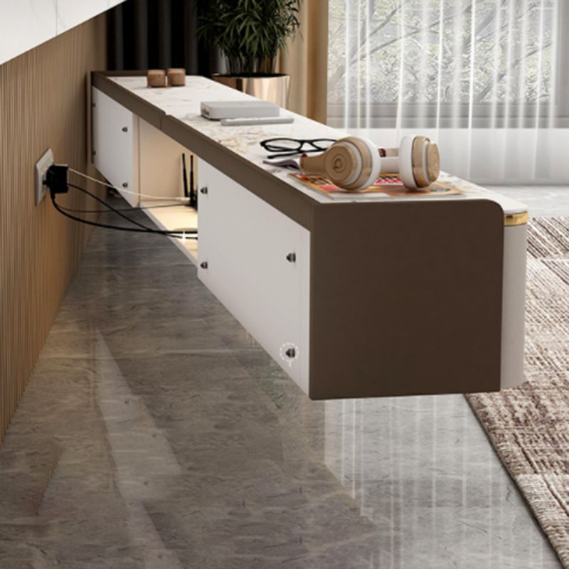 Glam Style Stone TV Stand Enclosed Storage Cable Management TV Console Clearhalo 'furn' 'furn_tv_stands_entertainment_centers' 'Furniture' 'Living Room Furniture' 'TV Stands & Entertainment Centers' 'TV Stands & Media Storage Furniture' 'tv_stands_entertainment_centers' 1200x1200_d842037d-a64c-4868-ab86-edb520bf2bc1