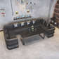 Industrial Sintered Stone Dinner Room Kitchen Table Black Sled Base Table for Dinning Room Clearhalo ' dining_table' 'Dining Tables & Seating' 'Dining Tables' 'furn' 'furn_dining_table' 'Furniture' 'furniture_dining_table' 'Kitchen & Dining Furniture' 'kitchen&dining_furn' 'kitchen' 'kitchen_dining_table' 1200x1200_d844b3c2-bab2-4a2d-bc0e-b9372e1ea56e