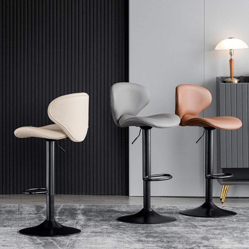 Scandinavian Matte Finish Adjustable Height Swivel Bar Stool Leather Home Stool Clearhalo 'Bar Furniture' 'Bar Stools' 'bar_stools' 'furn' 'furn_bar_stools' 'Furniture' 'furniture_bar_stools' 'Kitchen & Dining Furniture' 1200x1200_d844bc22-e54b-498d-82fa-8761848eaf2e