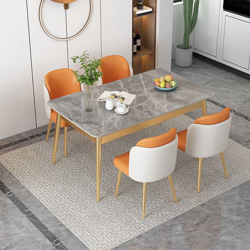 Set da pranzo Nordic Stone Top 1/2/5/7 pezzi Tavolo da pranzo grigio con sedie in pelle