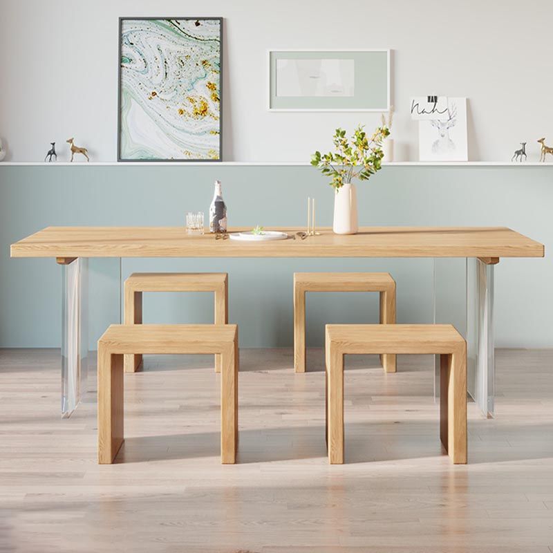 Modern Solid Wood Dinette Table Acrylic Base Dining Table for Living Room Clearhalo 'Dining Tables & Seating' 'Dining Tables' 'dining_table' 'furn' 'furn_dining_table' 'Furniture' 'furniture_dining_table' 'Kitchen & Dining Furniture' 1200x1200_d8469e8f-113d-4dd1-bd38-940ed86a9b2a