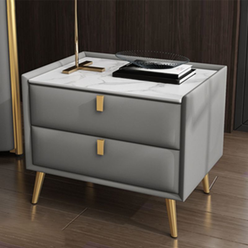 Solid Wood Bedside Table, Modern 2 - Drawer Stone Top Nightstand Clearhalo 'Bedroom Furniture' 'furn' 'furn_night_stand' 'Furniture' 'night_stand' 'Nightstands' 1200x1200_d848f08a-9331-406b-a789-ec1f5e62a4c8