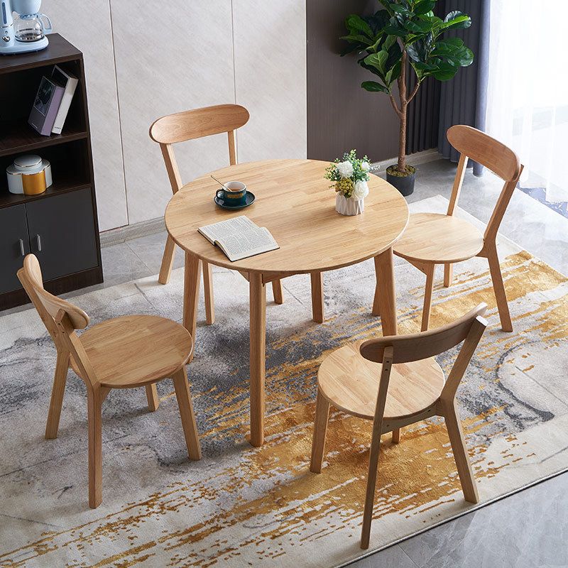 Nordic Solid Wood Top Dining Table Round Modern Dining Table Clearhalo 'Dining Tables & Seating' 'Dining Tables' 'dining_table' 'furn' 'furn_dining_table' 'Furniture' 'Kitchen & Dining Furniture' 1200x1200_d84d89c3-21e0-4f08-b27c-6a9036686859