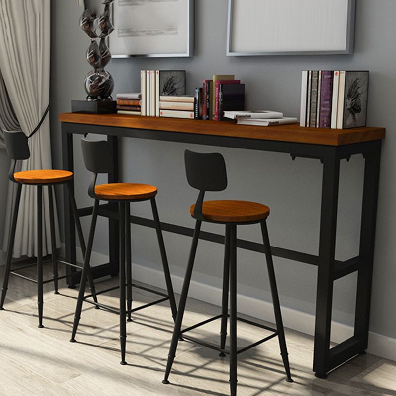 Binnen houten trestle cocktailbar tafel industriële voetsteun pubhoogte eettafel