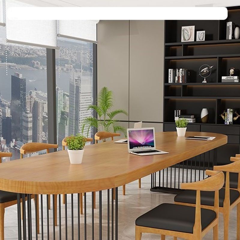 29.25 Inch Height Oval Writing Desk Industrial Solid Wood Office Desk Clearhalo 'furn' 'furn_office_desk' 'Furniture' 'Office Desks' 'Office Furniture' 'office_desk' 1200x1200_d84efec6-c6d1-41f0-8fe6-192b0554cf7d