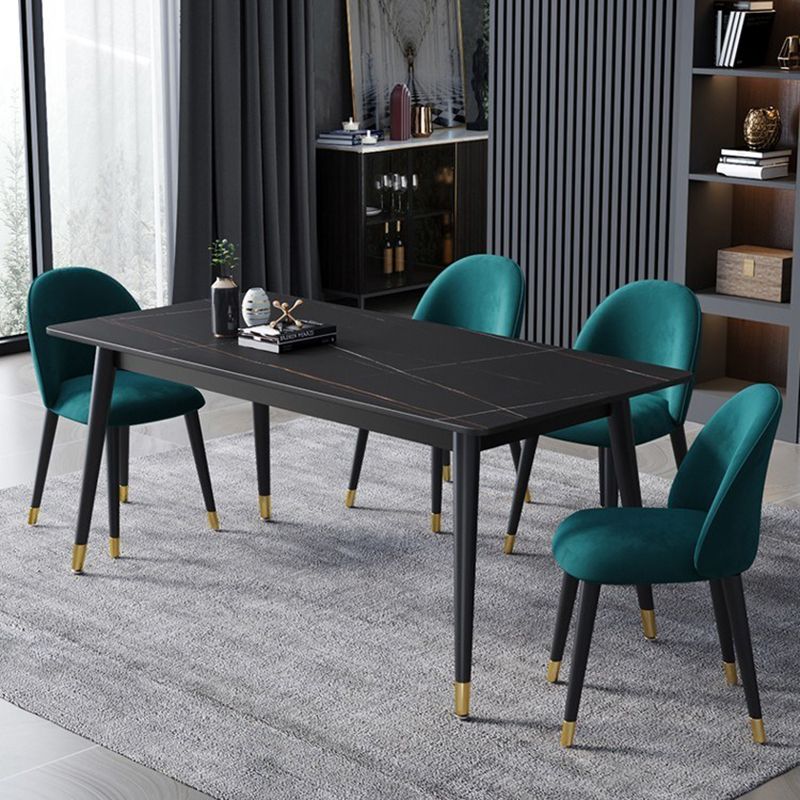 Rectangle 4 Legs Dining Table Modern Dining Room Table of Sintered Stone Clearhalo 'Dining Tables & Seating' 'Dining Tables' 'dining_table' 'furn' 'furn_dining_table' 'Furniture' 'Kitchen & Dining Furniture' 1200x1200_d84f813e-5a31-4ad1-af53-7c794a6a7018